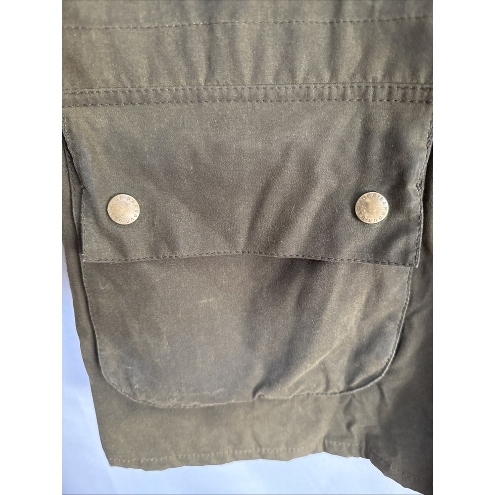 Barbour Thornproof Waxed Cotton Toggle Jacket Olive Green Hooded Mens Large - Picture 8 of 16